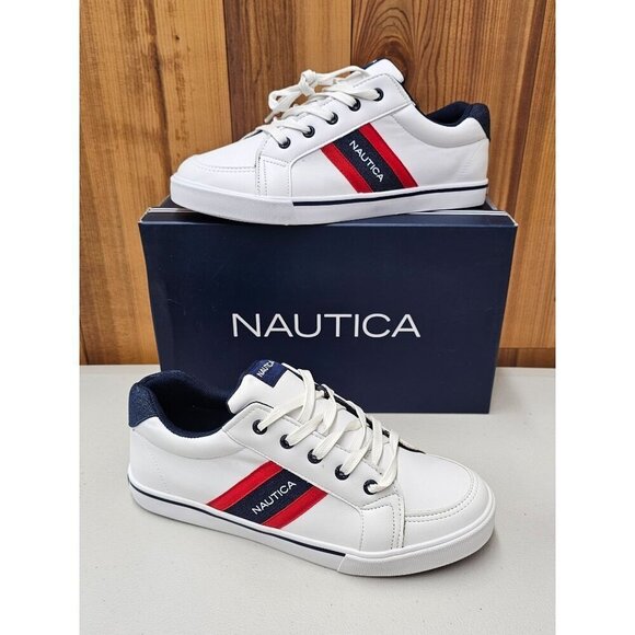 Nautica Adish White Navy Youth Athletic Shoes Size 5 - Picture 1 of 10